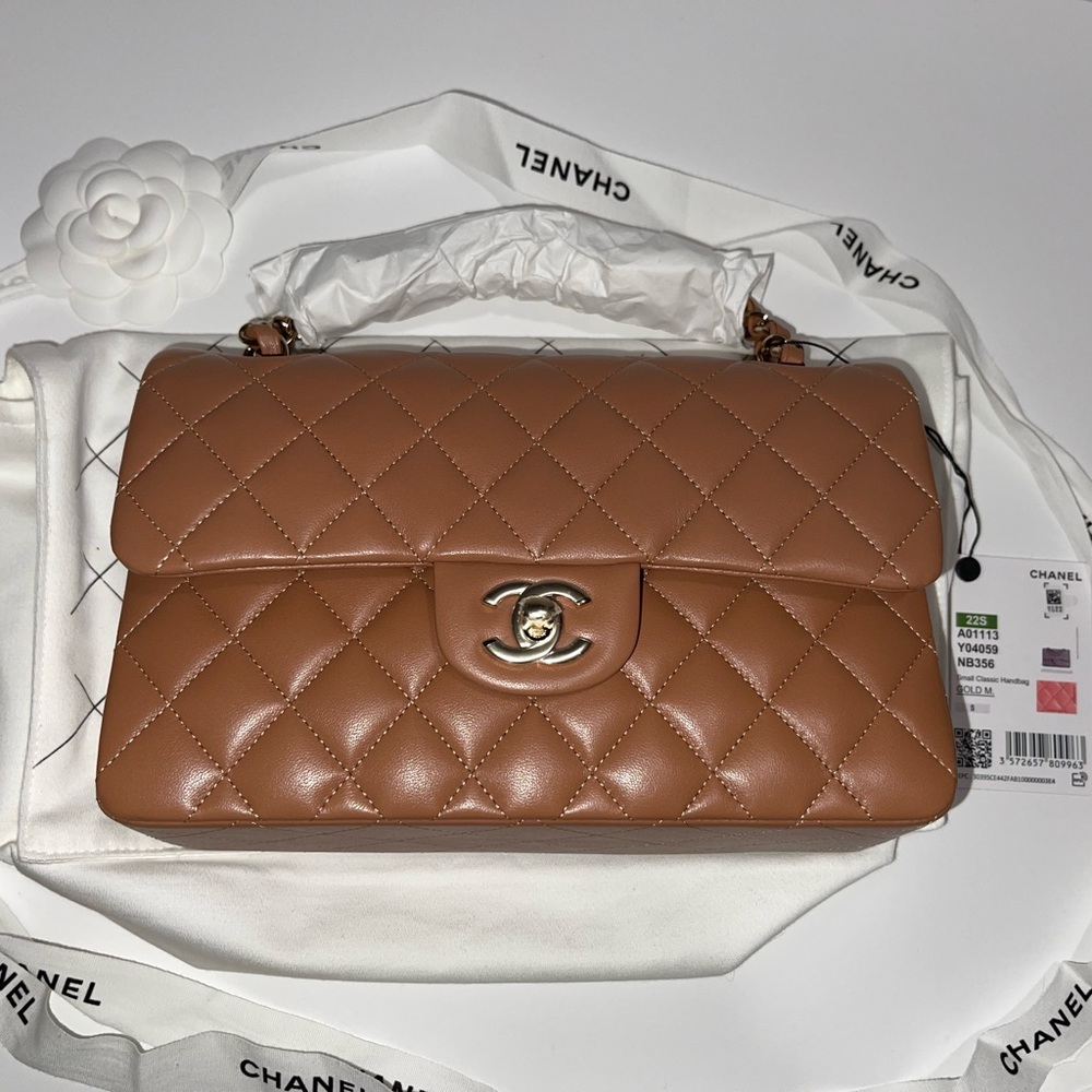 Chanel small caramel classic flap 22S Full Set